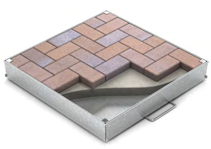 XP 250 Zadlážďovací poklop 400x400 mm, výška 95, oceľový, žiarovo pozinkovaný, z
